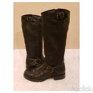 FRYE Veronica Slouch Black Pebble Leather Boots